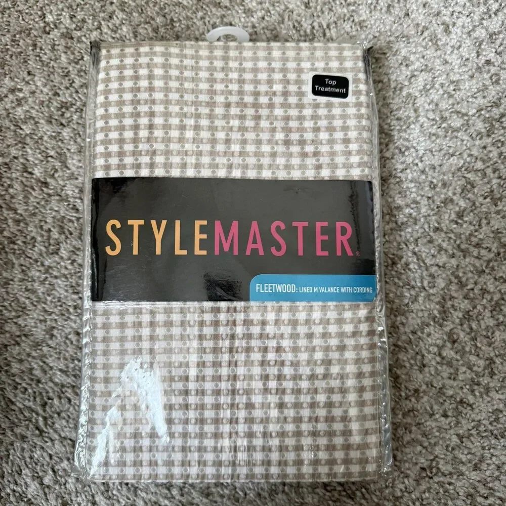 Stylemaster Fleetwood Valance w/cording Beige Tan Light Brown - 72'' x 18'' NWT